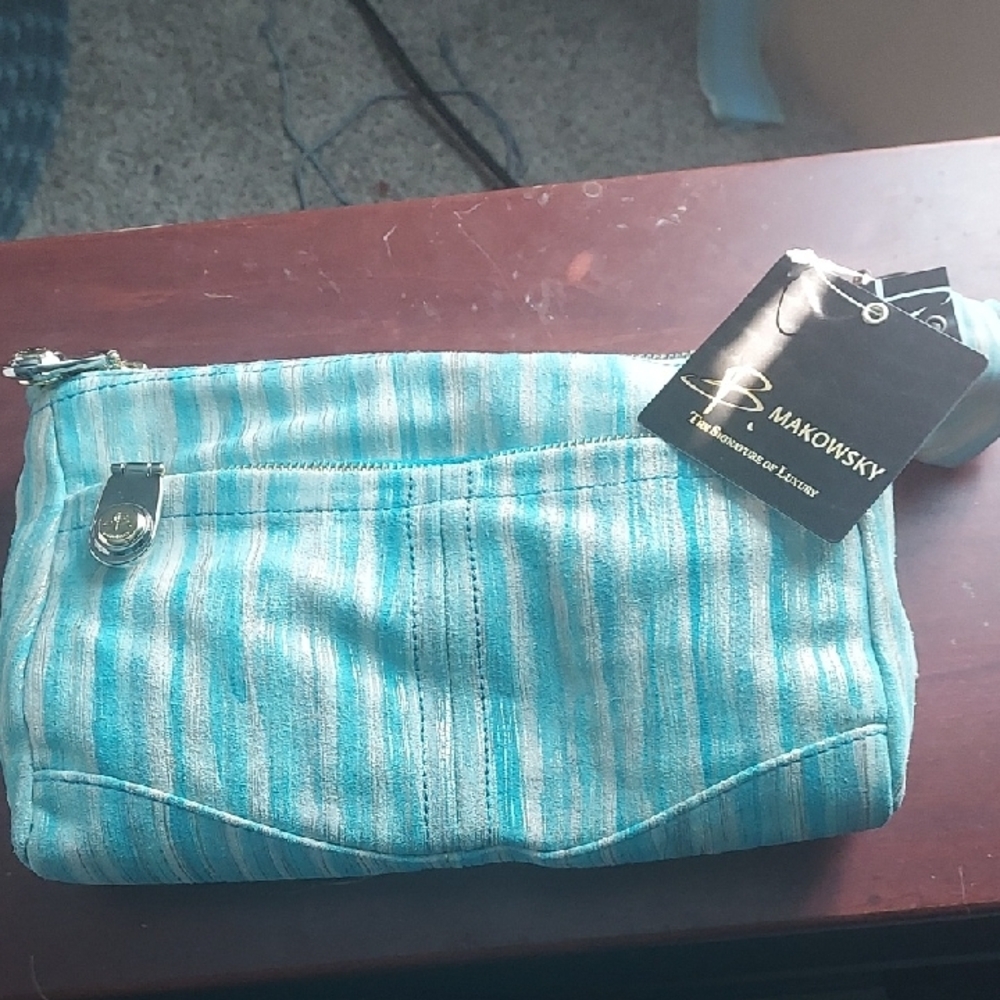 B. Makowsky Aqua Striped Crossbody Bag